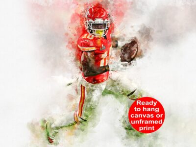 Tyreek Hill watercolor, Kansas City Chiefs wall art, Kansas City Chiefs Tyreek Hill poster on Canvas