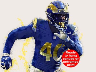 Von Miller watercolor, Los Angeles Rams wall art, Von Miller LA Rams Super Bowl Champions Canvas, Von Miller Los Angeles Rams Poster,