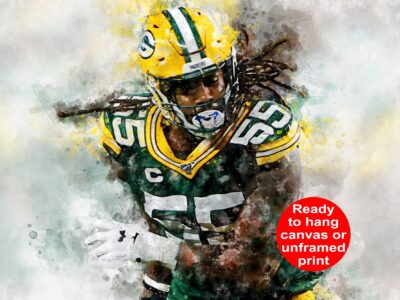 Za'Darius Smith watercolor, Green Bay Packers wall art, Green Bay Packers Za'Darius Smith poster on Canvas