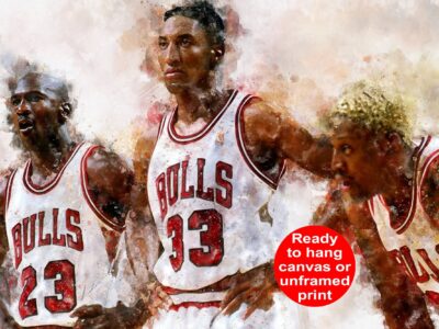 Chicago Bulls NBA Champions canvas,  Chicago Bulls wall art, Michael Jordan, Scottie Pippen, Dennis Rodman Chicago Bulls Champions Canvas