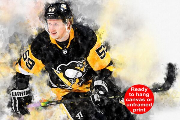 Jake Guentzel watercolor, Pittsburg Penguins wall art, Penguins Stanley Cup, Jake Guentzel Poster, Pittsburg Penguins hockey art wall