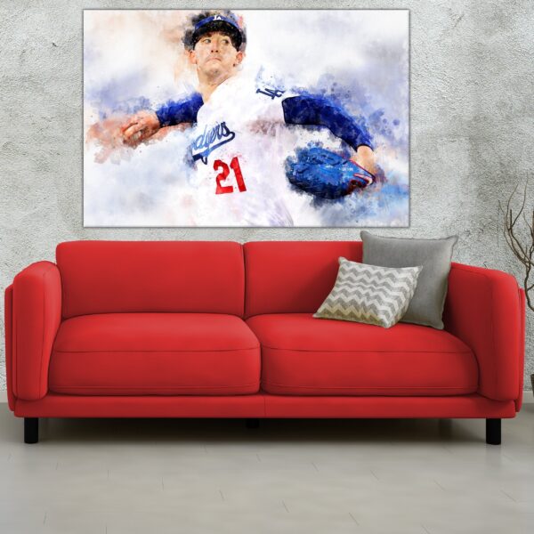 Walker Buehler Los Angeles Dodgers canvas, Walker Buehler wall art, Los Angeles Dodgers Canvas, Walker Buehler Poster wall art - Image 3