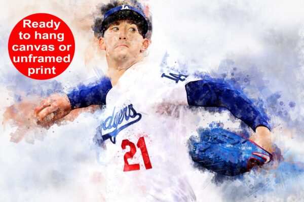 Walker Buehler Los Angeles Dodgers canvas, Walker Buehler wall art, Los Angeles Dodgers Canvas, Walker Buehler Poster wall art