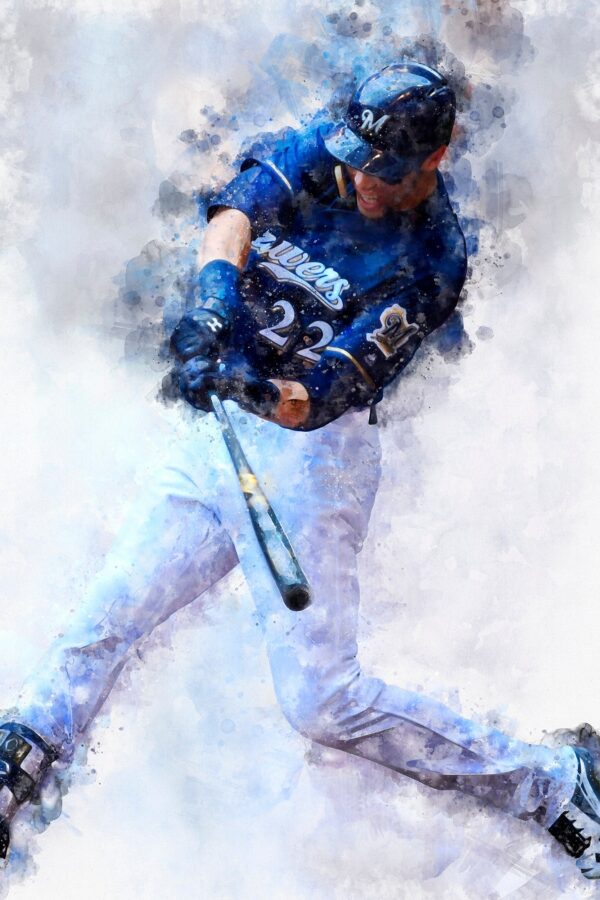 Christian Yelich Milwaukee Brewers canvas, Christian Yelich wall art, Milwaukee Brewers Canvas, Christian Yelich Poster wall art - Image 2