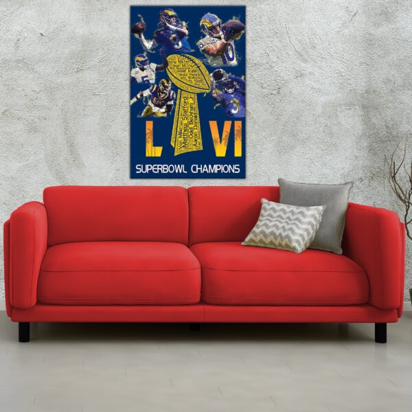 Los Angeles Rams Superbowl canvas, Los Angeles Rams wall art, Los Angeles Rams ,  Los Angeles Rams Champions wall art, Matt Stafford poster - Image 2