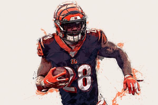 Joe Mixon poster watercolor, Cincinnati  wall art, Joe Mixon Cincinnati Bengals wall art poster, Cincinnati Bengals  wall art - Image 2