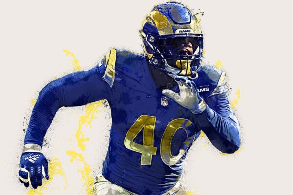 Von Miller watercolor, Los Angeles Rams wall art, Von Miller LA Rams Super Bowl Champions Canvas, Von Miller Los Angeles Rams Poster, - Image 2