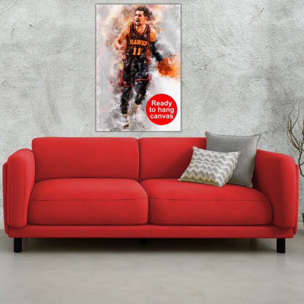 Trae Young on canvas watercolor, Atlanta Hawks wall art, Trae Young poster Canvas,  Trae Young wall art - Image 3