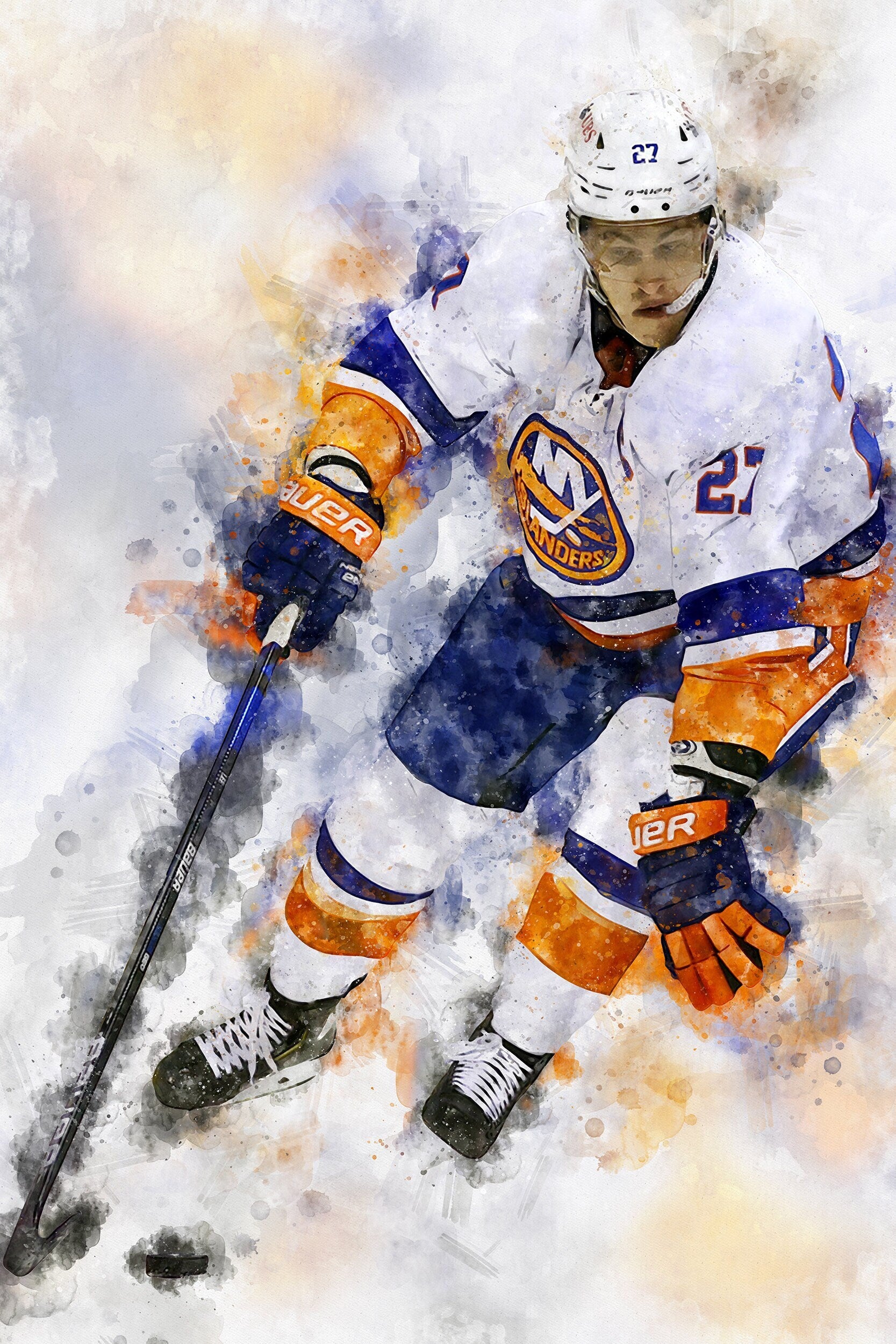 Anders Lee watercolor, New York Islanders wall art, Islanders Stanley Cup, Anders Lee Poster, Islanders hockey art wall - Image 2