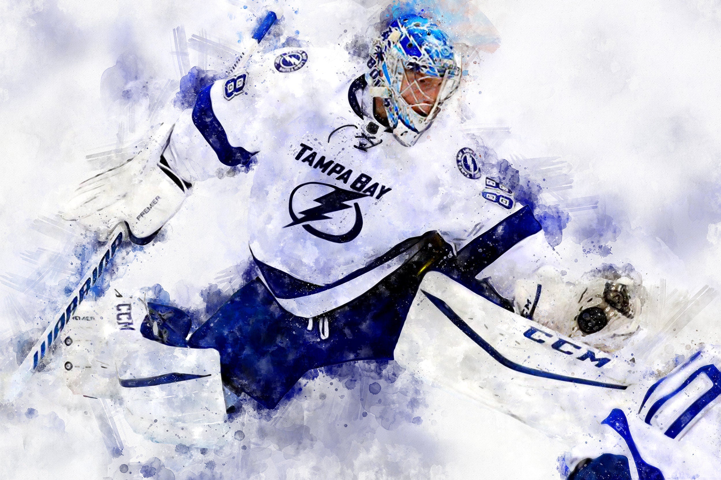 Andrei Vasilevskiy watercolor, Tampa Bay Lightning wall art, Lightning Stanley Cup, Andrei Vasilevskiy Poster, Tampa Bay hockey art wall - Image 2