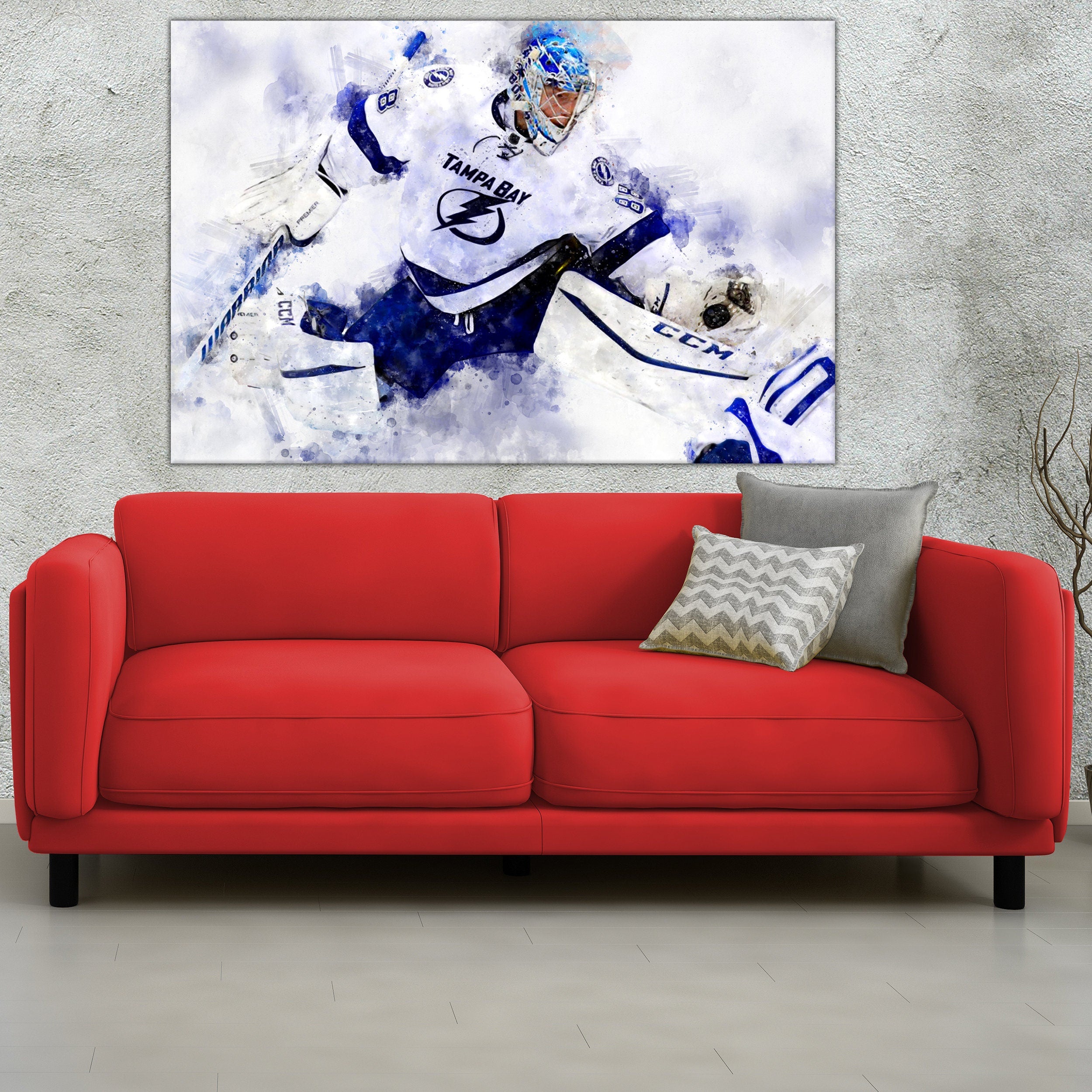 Andrei Vasilevskiy watercolor, Tampa Bay Lightning wall art, Lightning Stanley Cup, Andrei Vasilevskiy Poster, Tampa Bay hockey art wall - Image 3