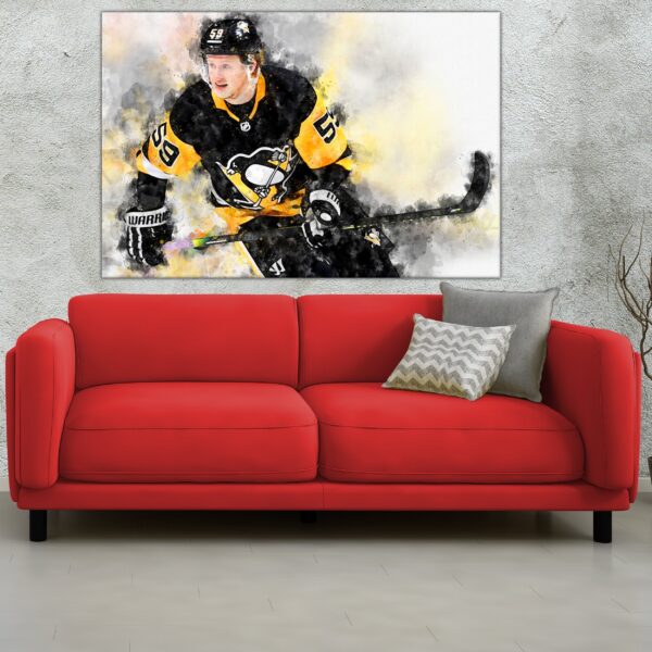 Jake Guentzel watercolor, Pittsburg Penguins wall art, Penguins Stanley Cup, Jake Guentzel Poster, Pittsburg Penguins hockey art wall - Image 3