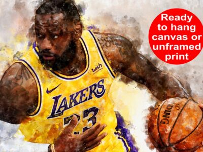 LeBron James watercolor, Los Angeles Lakers wall art, Lakers NBA Championship  winner Canvas, LeBron James Lakers art wall