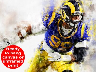Aaron Donald watercolor, Los Angeles Rams