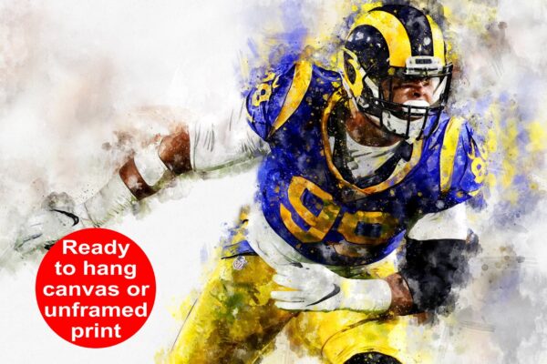 Aaron Donald watercolor, Los Angeles Rams