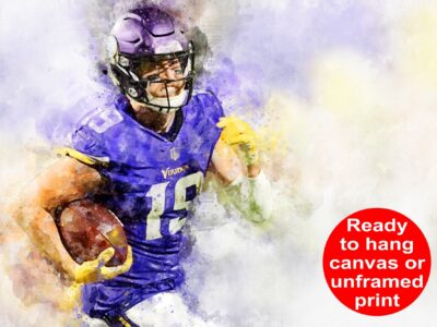 Adam Thielen watercolor, Minnesota Vikings