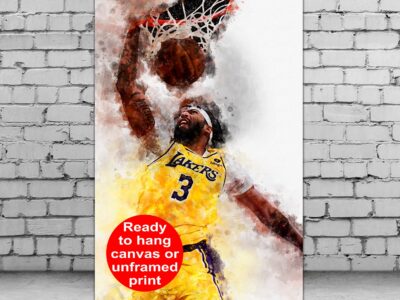 Anthony Davis watercolor, Los Angeles Lakers wall art, Lakers NBA Championship  winner Canvas, Anthony Davis Lakers art wall