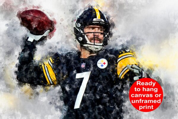 Ben Roethlisberger watercolor, Pittsburgh Steelers wall art, Steelers Super Bowl, Ben Roethlisberger Pittsburgh Steelers wall art poster