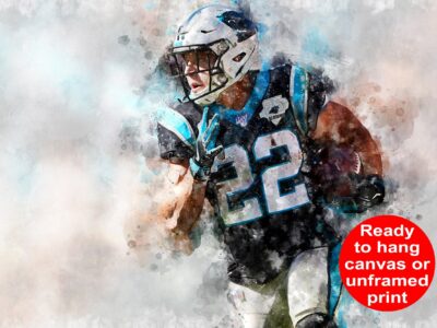 Christian McCaffrey watercolor, Carolina Panthers wall art, Christian McCaffrey Carolina Panthers wall art poster,  Carolina wall art