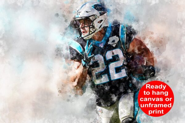 Christian McCaffrey watercolor, Carolina Panthers wall art, Christian McCaffrey Carolina Panthers wall art poster,  Carolina wall art