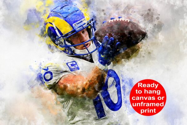 Cooper Kupp watercolor, Los Angeles Rams wall art, LA Rams Cooper Kupp Canvas, Cooper Kupp , Los Angeles Rams Superbowl Champions