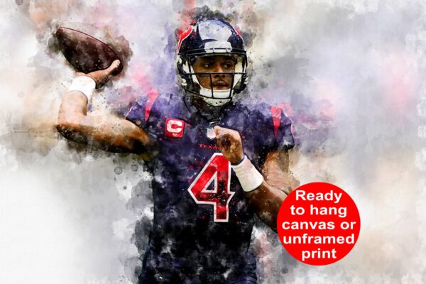 Deshaun Watson watercolor, Houston Texans wall art, Houston Texans, Deshaun Watson Football Canvas, Deshaun Watson Houston wall art