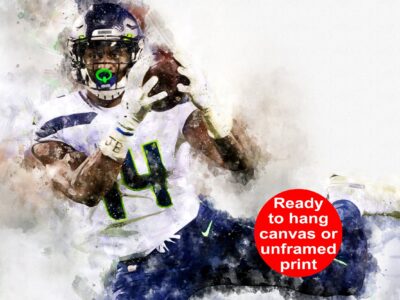 DK Metcalf poster Seattle Seahawks wall art, Seattle Seahawk poster DK Metcalf Canvas watercolor, DK Metcalf football wall art