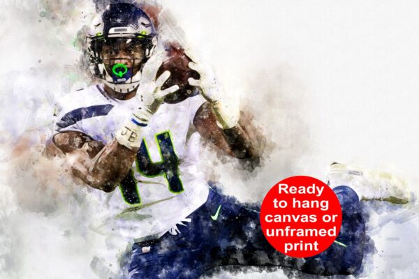 DK Metcalf poster Seattle Seahawks wall art, Seattle Seahawk poster DK Metcalf Canvas watercolor, DK Metcalf football wall art