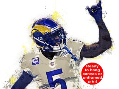 Jalen Ramsey watercolor, Los Angeles Rams wall art, LA Rams Jalen Ramsey Canvas, Jalen Ramsey Los Angeles Rams Superbowl Champions
