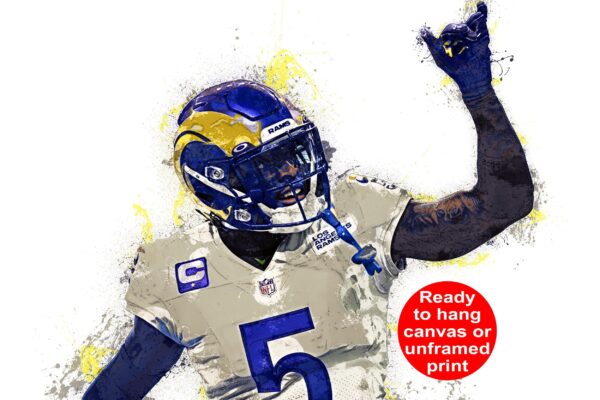 Jalen Ramsey watercolor, Los Angeles Rams wall art, LA Rams Jalen Ramsey Canvas, Jalen Ramsey Los Angeles Rams Superbowl Champions