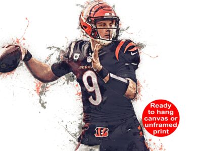 Joe Burrow poster watercolor, Cincinnati  wall art, Joe Burrow Cincinnati Bengals wall art poster, Cincinnati Bengals  wall art