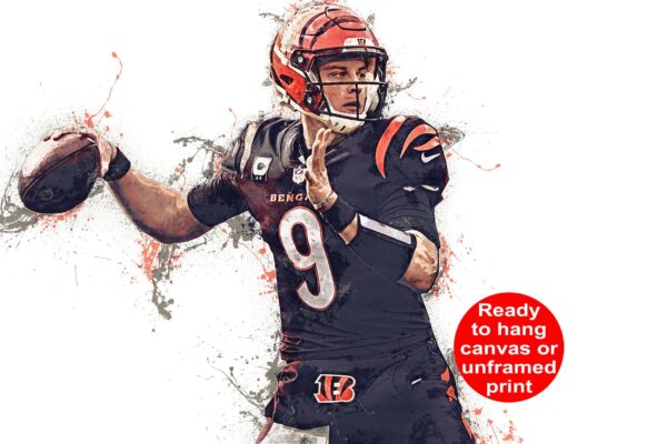 Joe Burrow poster watercolor, Cincinnati  wall art, Joe Burrow Cincinnati Bengals wall art poster, Cincinnati Bengals  wall art