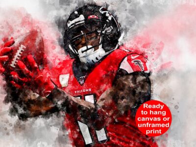 Julio Jones watercolor, Tennessee Titans wall art, Tennessee Titans Julio Jones Poster. Canvas, Julio Jones Tennessee Titans wall art
