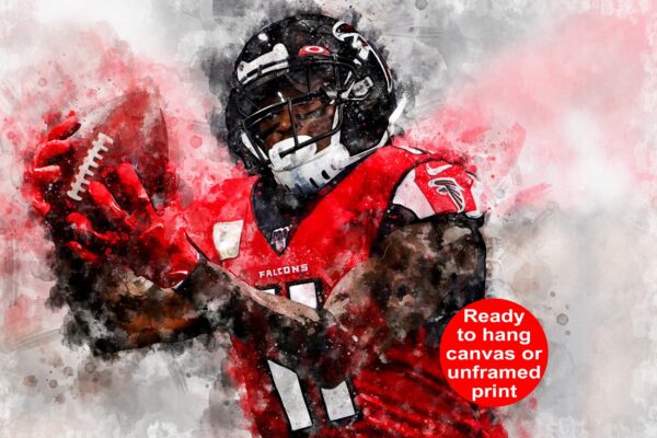 Julio Jones watercolor, Tennessee Titans wall art, Tennessee Titans Julio Jones Poster. Canvas, Julio Jones Tennessee Titans wall art