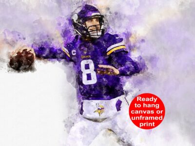 Kirk Cousins watercolor, Minnesota Vikings wall art, Minnesota Vikings Kirk Cousins Poster. Canvas, Kirk Cousins Minnesota Vikings wall art