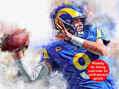 Matt Stafford watercolor, Los Angeles Rams wall art, LA Rams Matt Stafford Canvas, Matt Stafford Los Angeles Rams Superbowl Champions