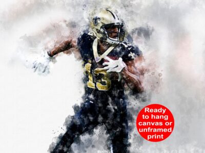 Micheal Thomas watercolor, New Orleans Saints wall art, New Orleans Saints Micheal Thomas Poster. Canvas, Micheal Thomas New Orleans Saints