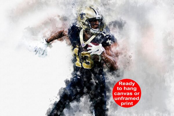 Micheal Thomas watercolor, New Orleans Saints wall art, New Orleans Saints Micheal Thomas Poster. Canvas, Micheal Thomas New Orleans Saints