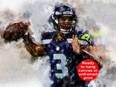Russell Wilson watercolor, Seattle Seahawks wall art, Seattle Seahawks Russell Wilson poster on Canvas