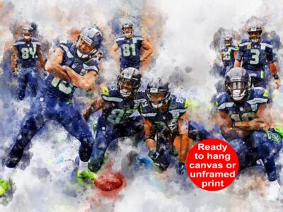 Seattle Receivers watercolor, Seattle Seahawks wall art, Seattle Seahawks Receivers poster on Canvas, DK Metcalf