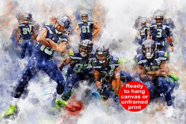 Seattle Receivers watercolor, Seattle Seahawks wall art, Seattle Seahawks Receivers poster on Canvas, DK Metcalf