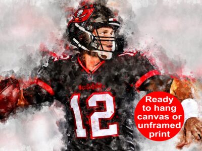 Tom Brady watercolor, Tampa Bay Bucs wall art, Tom Brady Tampa Bay  Poster on Canvas, Tom Brady World Champion poster