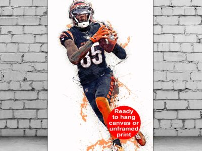 Tee Higgins poster watercolor, Cincinnati  wall art, Tee Higgins Cincinnati Bengals wall art poster, Cincinnati Bengals  wall art