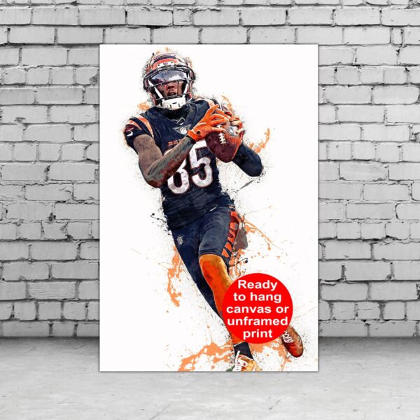 Tee Higgins poster watercolor, Cincinnati  wall art, Tee Higgins Cincinnati Bengals wall art poster, Cincinnati Bengals  wall art