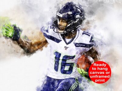 Tyler Lockett watercolor, Seattle Seahawks wall art, Seattle Seahawks Tyler Lockett poster on Canvas