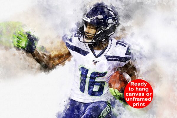 Tyler Lockett watercolor, Seattle Seahawks wall art, Seattle Seahawks Tyler Lockett poster on Canvas