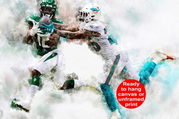 Xavien Howard watercolor, Miami Dolphins wall art, Miami Dolphins Xavien Howard poster on Canvas