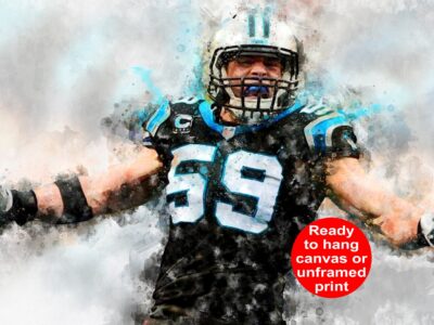 Luke Kuechly watercolor, Carolina Panthers wall art, Luke Kuechly Carolina Panthers wall art poster,  Carolina wall art