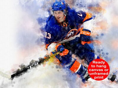 Mathew Barzal watercolor, New York Islanders wall art, Islanders Stanley Cup, Mathew Barzal Poster, New York Islanders hockey art wall