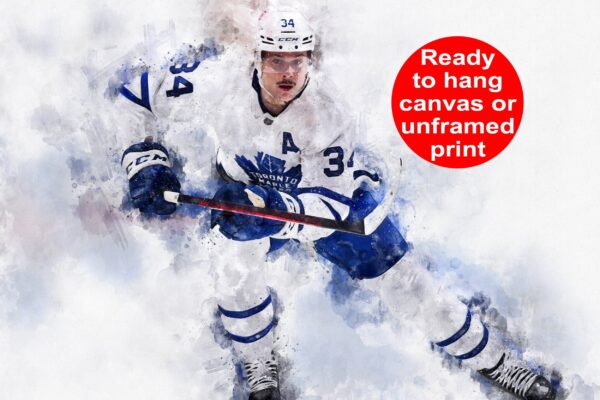 Auston Matthews watercolor, Toronto Maple Leafs wall art,Maple Leafs Stanley Cup, Auston Matthews Poster, Maple Leafs hockey art wall
